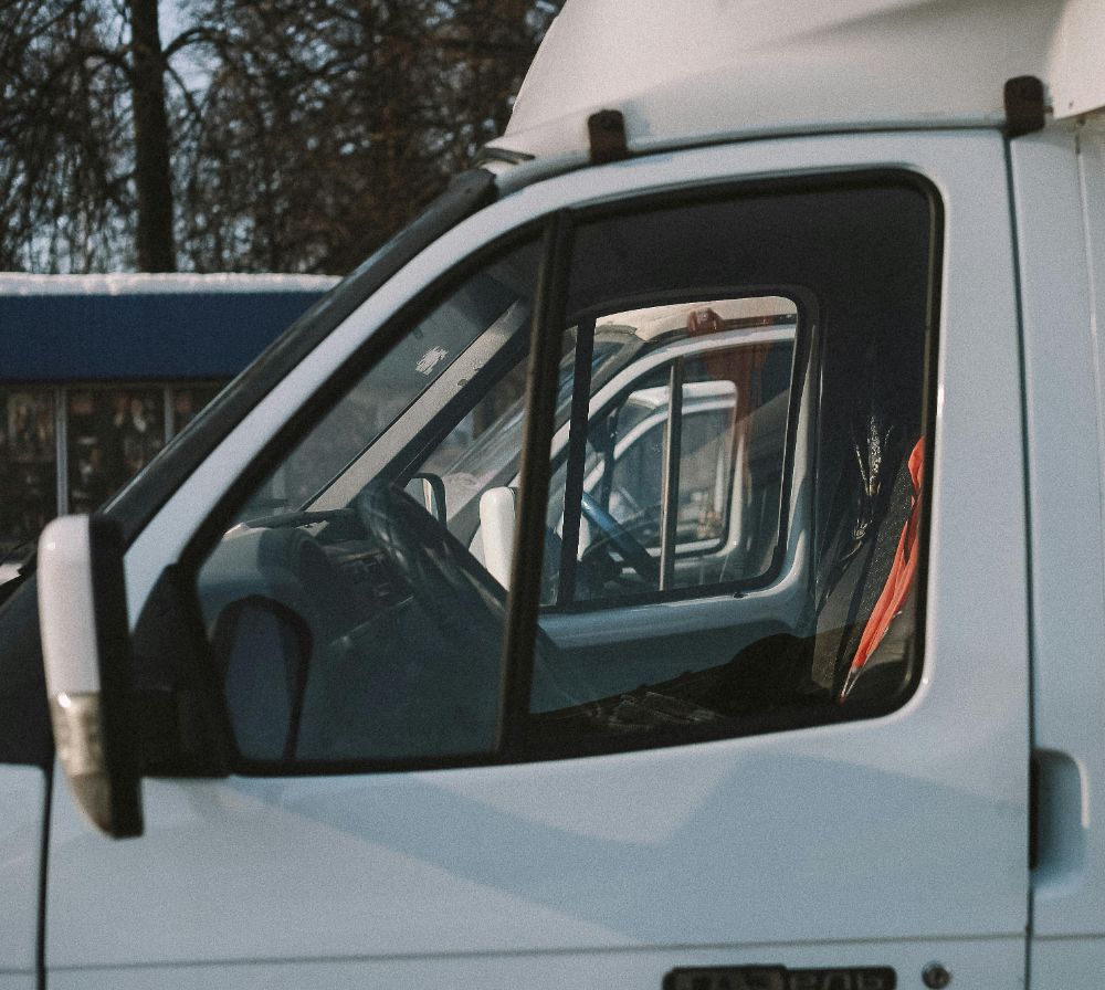 White cargo van cab